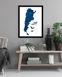 Cuadro Mapa Argentina Azulada