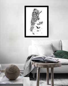 Cuadro Mapa Argentina Blanco y Negro