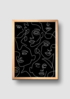 Cuadro Line Art Caras Negro - comprar online