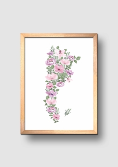 Cuadro Mapa Argentina Flores Rosas Acuarela - comprar online