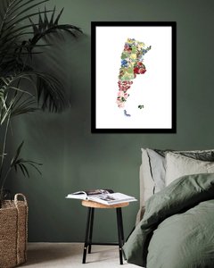 Cuadro Mapa Argentina Flores