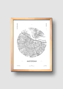 Cuadro Mapa Circular Amsterdam - comprar online