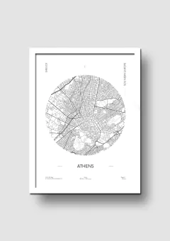 Cuadro Mapa Circular Atenas - Memorabilia