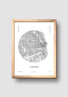 Cuadro Mapa Circular Chicago - comprar online