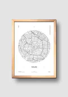 Cuadro Mapa Circular Milan - comprar online