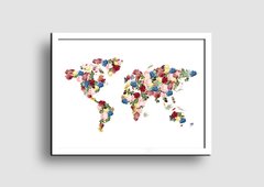 Cuadro Mapa Mundo Flores - Memorabilia