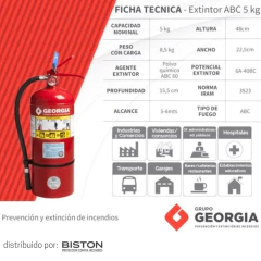 Matafuego GEORGIA Polvo ABC x 5 Kg Sello IRAM - comprar online