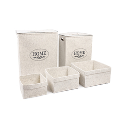 1704W - SET X5 CESTOS PARA ROPA DE FIELTRO "RECTANGULAR" BLANCO