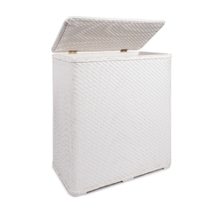 340BL - CESTO PARA ROPA DE RAFIA PLEGABLE BLANCO