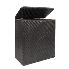 340NE - CESTO PARA ROPA DE RAFIA PLEGABLE NEGRO