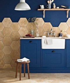 Venecita Hexágono Travertino Grande 32,5x39,5 - Bizantina