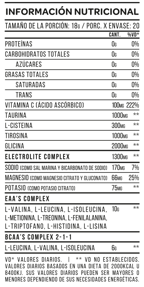 Essential Amino EAA´s (20 serv) - STAR NUTRITION Info nutricional