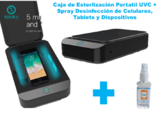Caja Esterlización Portátil UVC + Spray Limpieza y Desinfección Celulares Tablets y demás dispositivos