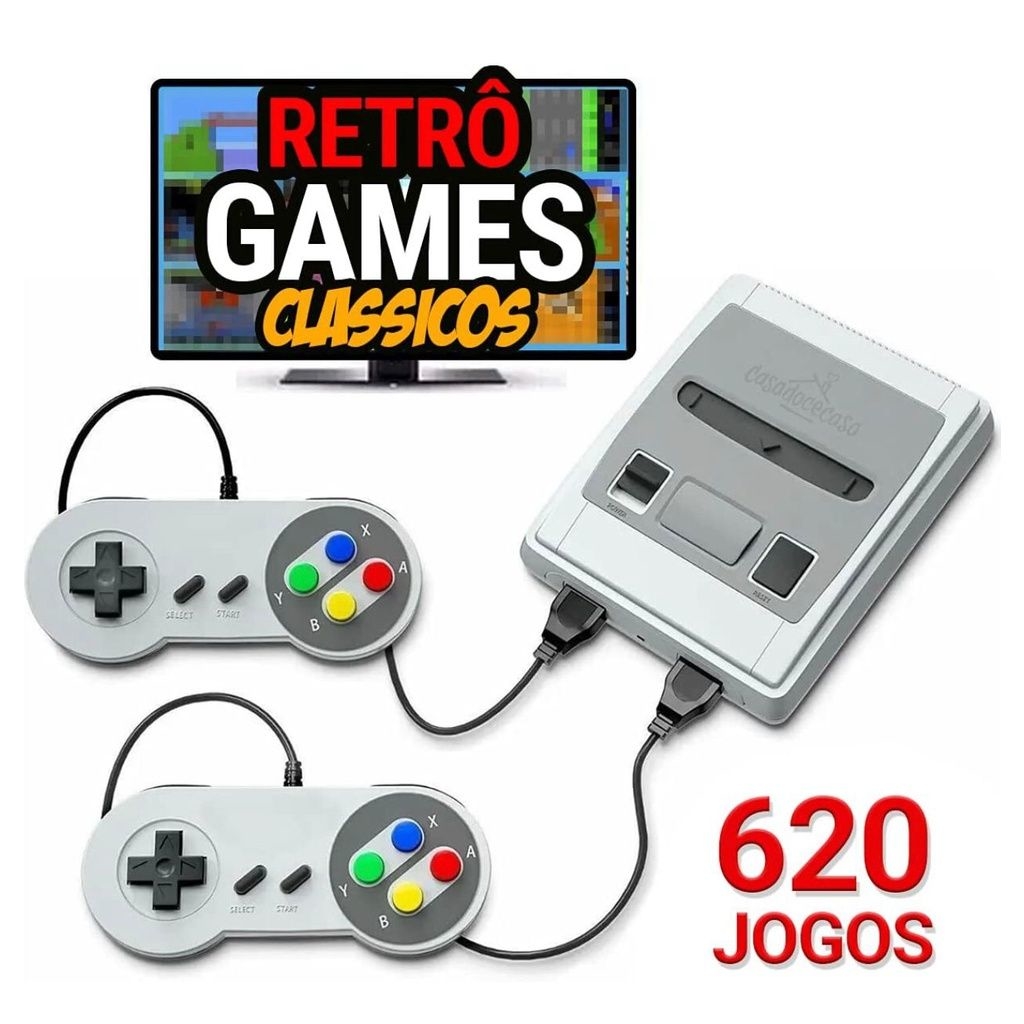 Super Nintendo Mini Standard Cor Cinza Vídeo Game 620 Jogos Super Mario Bros