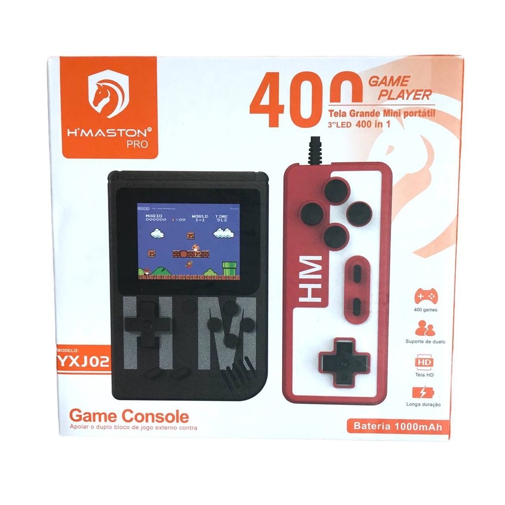 Mini Game Boy Portátil Sup Led 3'' com Controle - Vermelho