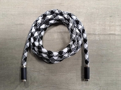 CORDON de POLIESTER TUBULAR ( ART 12-7698 ) de 4 mm - color BLANCO-NEGRO x TIRA DE 1.30 MT - con puntera de metal combinado