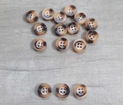boton de poliester med 18 ( 11 mm ) ( Art Roi ) x 288 unidades - COLOR TOSTADO - 4 agujeros