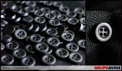 boton de poliester med 18 ( 11 mm ) ( Art Schuman ) x 288 unidades - NEGRO - 4 agujeros