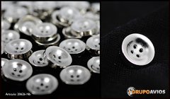 Boton de metal med 28 ( 18 mm ) ( Art 20626 ) color NIQUEL BRILLANTE x 72 unidades - CON 4 AGUJEROS