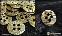 Boton de metal med 36 ( 23 mm ) ( Art 20709 ) x 36 unidades - color BRONCE VIEJO - CON 4 AGUJEROS