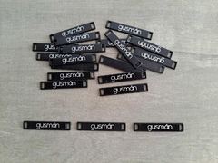 chapita con logo - Medida 35 x 6 mm ( Art 3885 ) x 1000 unidades - SISTEMA LASER en internet