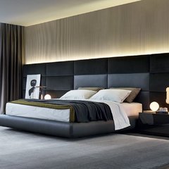 Base de cama en cuero y respaldo combinado a medida 27