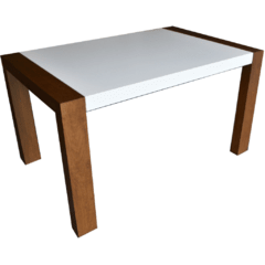 Mesa de comer con tonos blancos y madera a medida 18