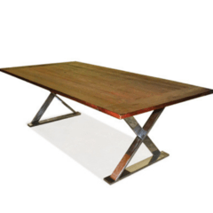 Mesa baja de comer con tapa de madera y bases en X a medida 39