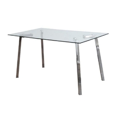 Mesa de comedor con patas en madera y tapa de vidrio 53 - Decormundo