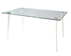 Mesa de comedor con patas blancas y tapa de vidrio 55 - comprar online