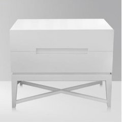 Mesa de Luz laqueada en blanco con dos cajones a medida 13