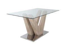 Mesa de comedor patas natural y tapa de vidrio 51 - comprar online