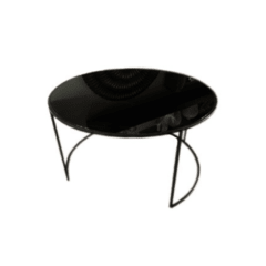 Mesa baja redonda con tapa negra de Vidrio 98