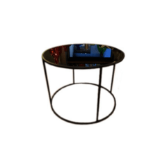 Mesa baja redonda con tapa negra de vidrio 96 - comprar online