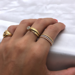 Anéis delicado com bolinhas tricolores em ouro 18kl/750 - comprar online