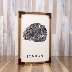 Cuadro Con Mapa Estampado En Tela - New York, London, Paris en internet