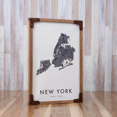 Cuadro Con Mapa Estampado En Tela - New York, London, Paris - comprar online