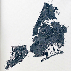 Cuadro Con Mapa Estampado En Tela - New York, London, Paris - tienda online