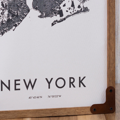 Cuadro Con Mapa Estampado En Tela - New York, London, Paris - comprar online