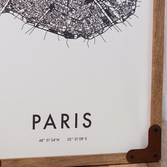 Cuadro Con Mapa Estampado En Tela - New York, London, Paris - Capaz Que Vuelvo