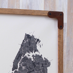 Cuadro Con Mapa Estampado En Tela - New York, London, Paris