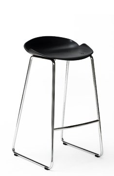 Milo banqueta alta cromada, asiento en homopolímero de alto impacto color blanco, lima, menta, naranja, negro, rojo y verde