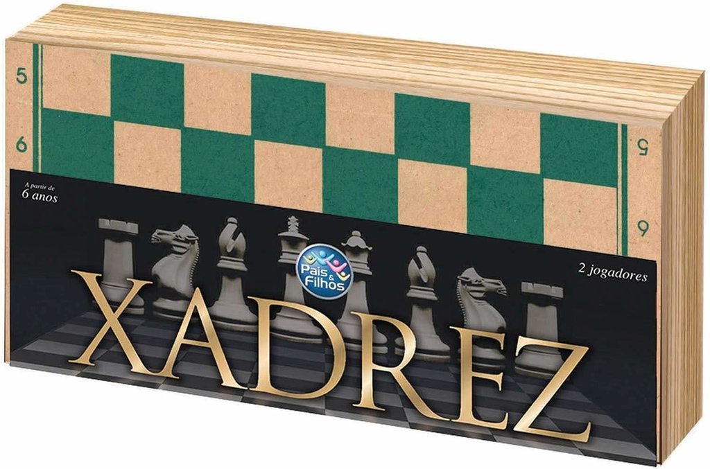 Jogo de Xadrez, em caixa de madeira com forração intern