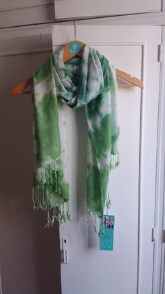 Set Pashmina Shibori Midori sora + Collar Colibrí - comprar online