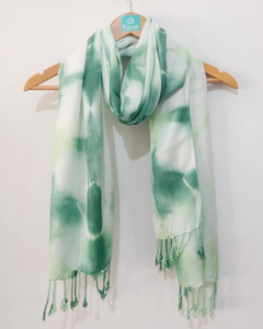 Pashmina shibori Hojas verdes