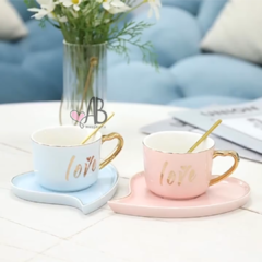 TAZA CON PLATO LOVE GOLD