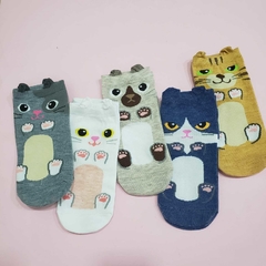 SOQUETES GATO PATITAS PACK X5