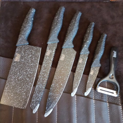 Funda para Utensilios con set cuchillos de acero más pelador - decocuero