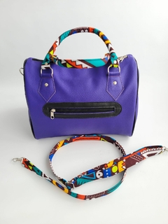 Bolsa Afra Baú Berenice I _ Cor Roxo_ Tecido Africano - loja online