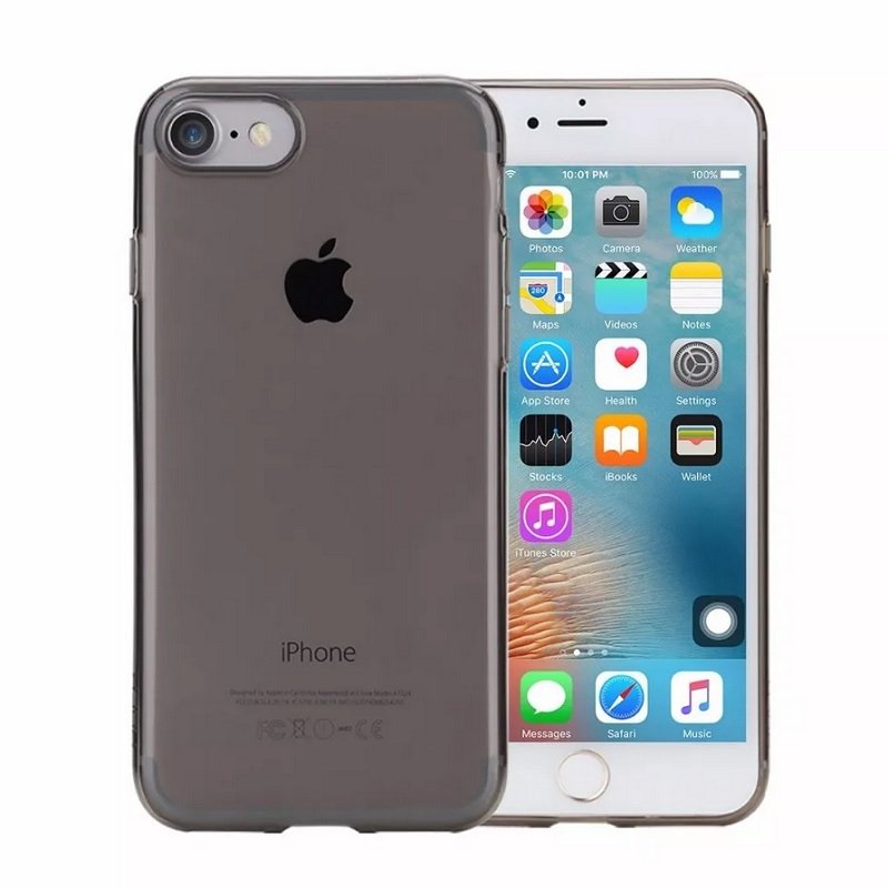 Capa Protetora Rock TPU Slim Jacket para iPhone 7 / 8 - Transparente / Preto